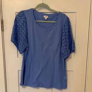 J crew eyelet puff sleeve t shirt